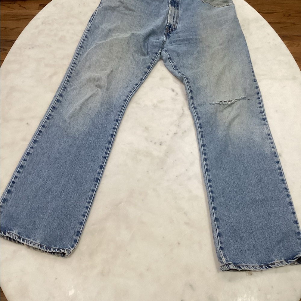 Vintage LEVI 517 bootcut, 38x34, early 60s, zipper, distressed knee,comfortable